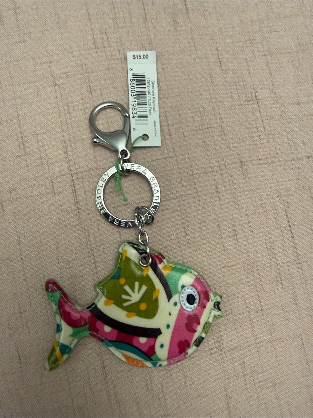 🐠Retired Vera Bradley Tutti Frutti Seashore Keychain Lobster Clasp Colorful NWT